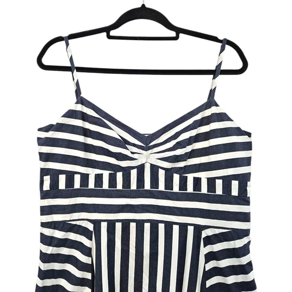 Veronica Beard Blige Directional Stripe Stretch Cotton Dress Size 16 Midi